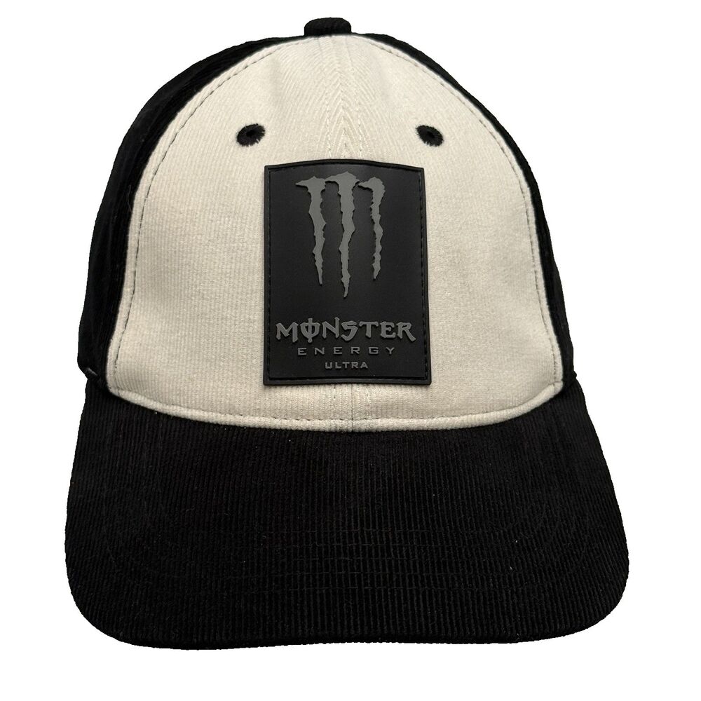 Monster Energy Black White Corduroy Hat Cap Strap Back 100% Cotton China OSFA